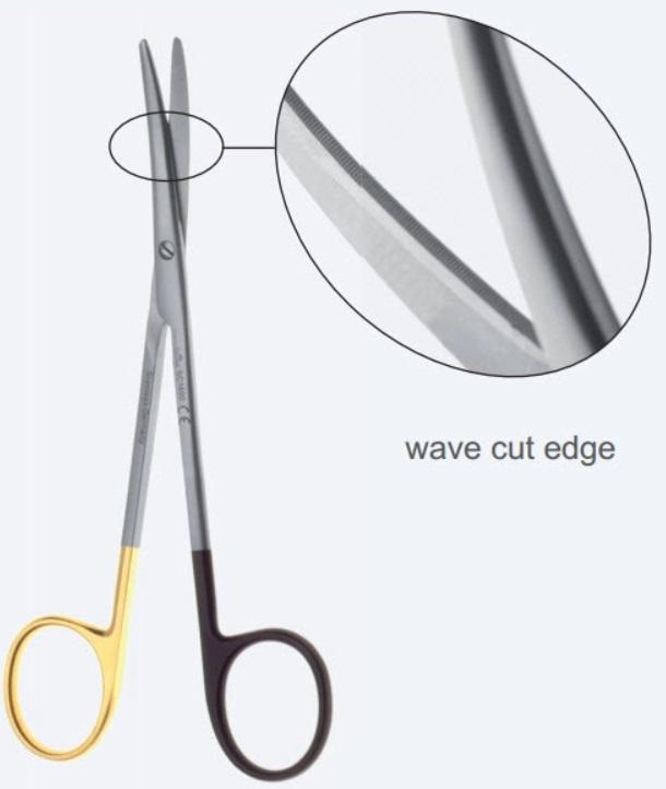 Ножиці, хірургічні, "Shark-Cut", лігатурні, вигнуті, тупокінцеві, загальна довжина 145 мм, 5 3/4". Бренд - Asanus Medizintechnik Gmb, Німеччина